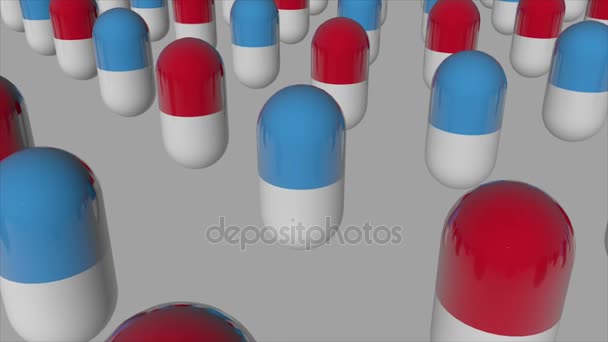 3d rendering of medical capsules with red and blue color - Footage, Video