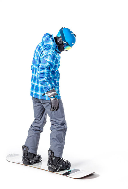man in sportswear with snowboard - 写真・画像