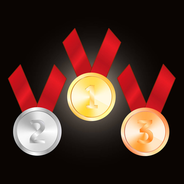 Χάλκινο μετάλλιο ασημένιο μετάλλιο και - Διάνυσμα, εικόνα