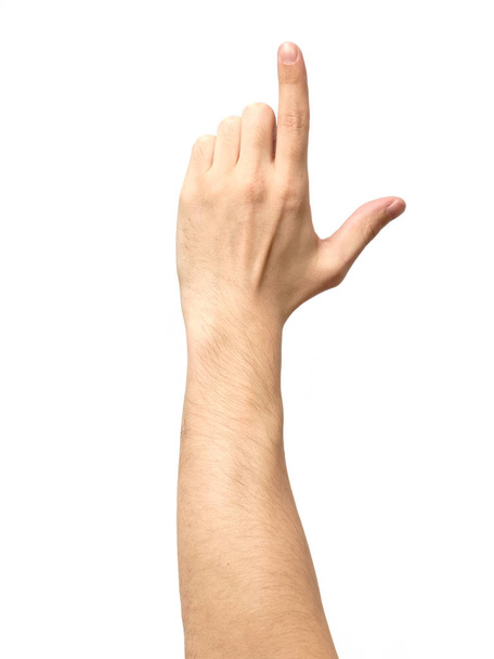 Closeup of male hand pointing isolated - Valokuva, kuva