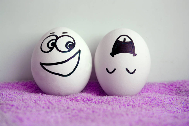 Eggs are cheerful with a face Concept of naughty - Photo, image