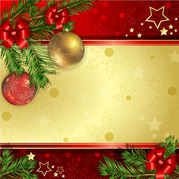 Christmas background with pine branch - Вектор,изображение