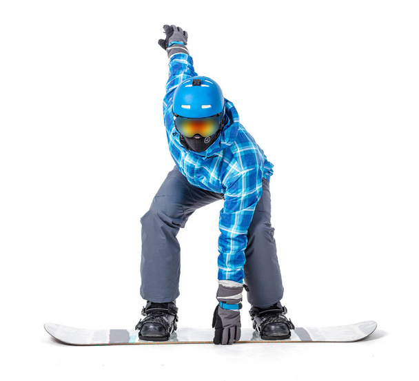 man in sportswear with snowboard - Фото, изображение