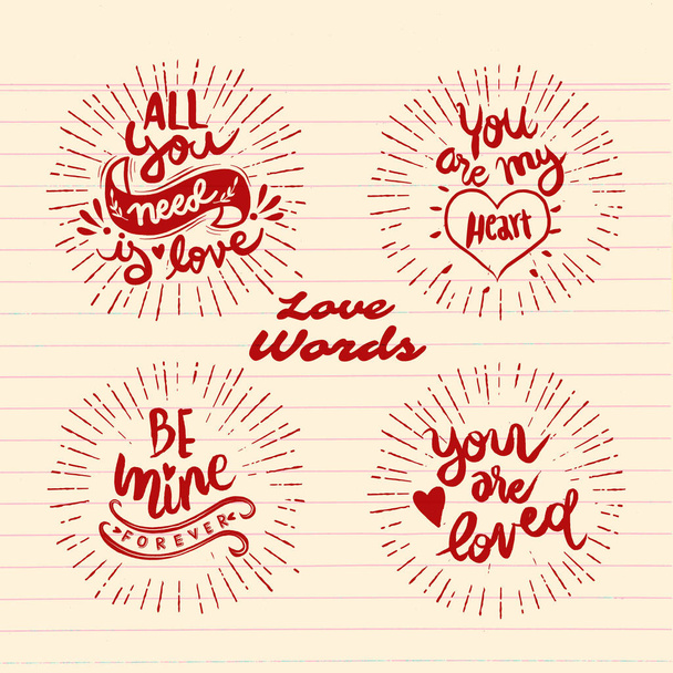Calligraphic Love words,Vector typography poster, romantic quote - Photo, Image