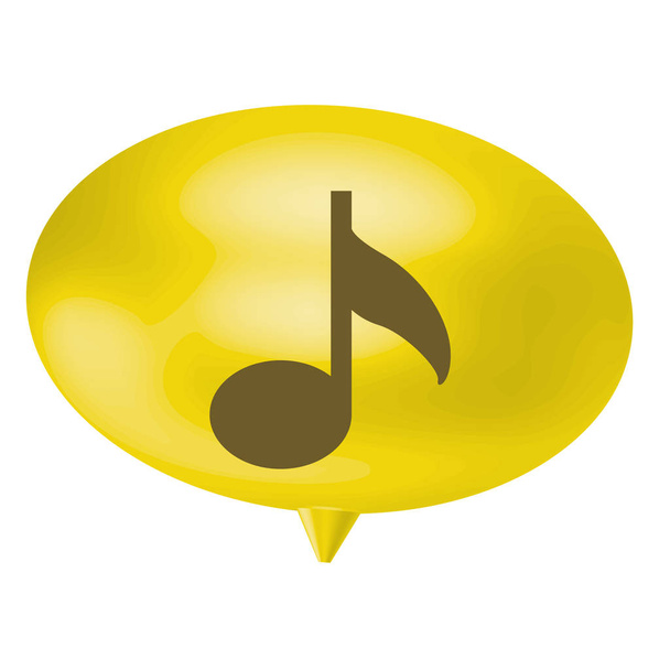sárga buborék a zenei hang jele - Vektor, kép