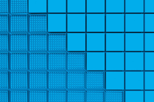 Futuristic industrial background made from blue square shapes - Photo, Image