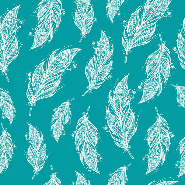 Seamless ethnic pattern of beautiful feathers - Vecteur, image