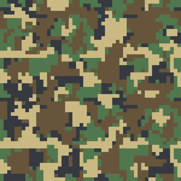 あなたの設計のためのデジタル ピクセル グリーン迷彩シームレス パターン。軍の服のスタイル。ベクトル テクスチャ  - ベクター画像