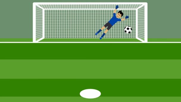shot of several penalty kicks with goalkeeper in football - Footage, Video
