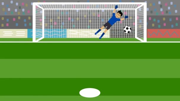 shot of several penalty kicks with goalkeeper in football - Footage, Video