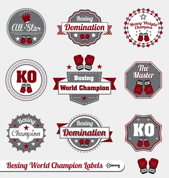 Ensemble vectoriel : Étiquettes et icônes des champions du monde de boxe
 - Vecteur, image