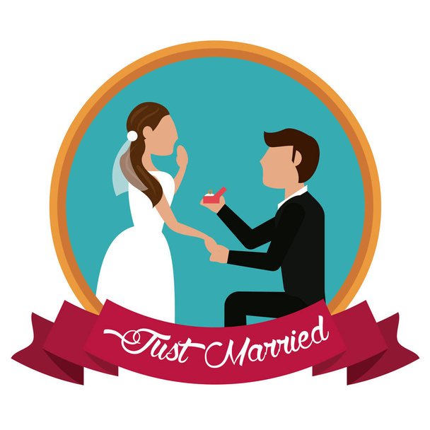 just married man proposing woman label - Vector, Image