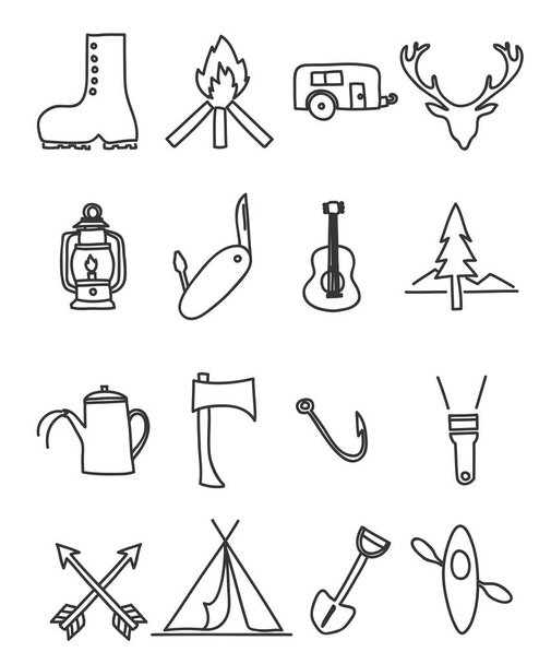 icona campeggio disegnato a mano vettore set arte illustrazione
 - Vettoriali, immagini