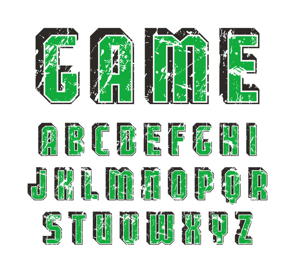 Decoratieve schreefloos lettertype met ingang van volume - Vector, afbeelding