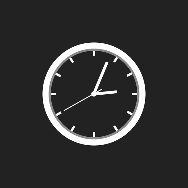 Clock icon, flat design. Vector illustration on black background - ベクター画像