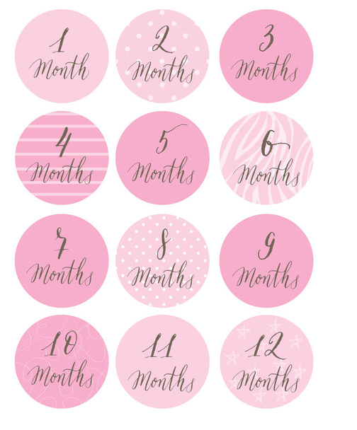 Etiquetas redondas para niños desde el nacimiento hasta los 12 meses del vector
. - Vector, imagen