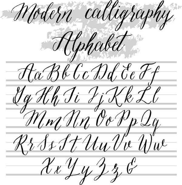 Modern calligraphy pen and ink alphabet vector. - Vector, Image