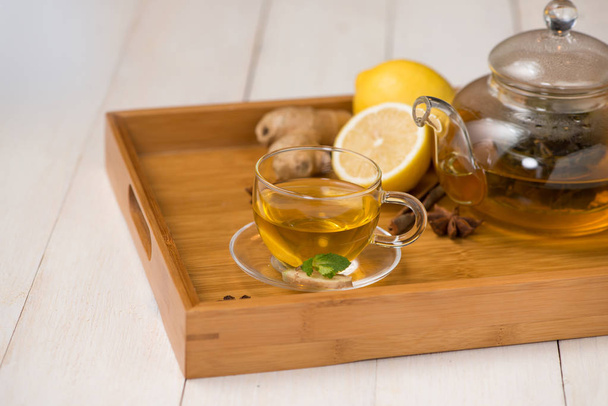 Cup of ginger tea with lemon - Photo, Image