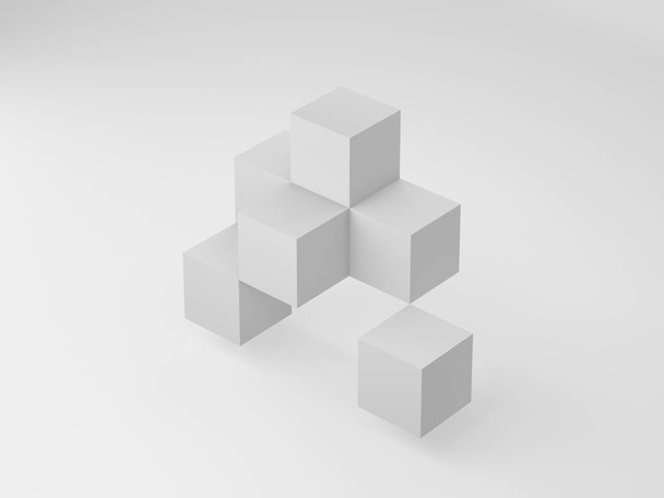 τρισδιάστατα σχήματα αφηρημένα πλαίσιο απόδοσης σε άσπρο φόντο, εικονογράφηση - Φωτογραφία, εικόνα