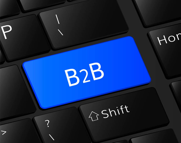 Кнопка B2B на клавиатуре. Концепция B2B. Иллюстрация B2B
   - Вектор,изображение