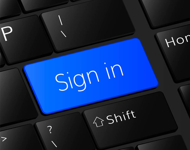 Sign in   button on keyboard. Sign in  concept . Login  illustration   - Vector, afbeelding