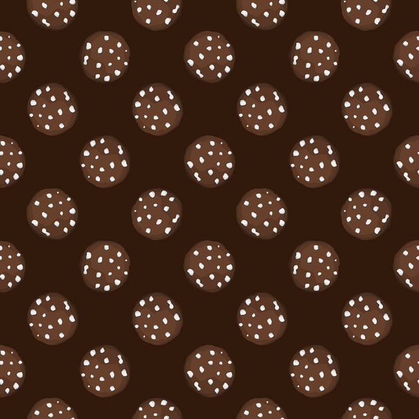 Seamless background with chocolate cookies. Vector illustration - Vektor, kép