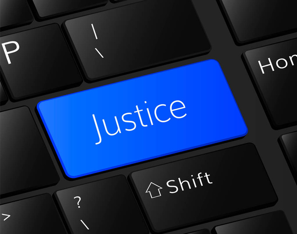  Justitie knop op het toetsenbord. Justitie-concept. Justitie illustratie  - Vector, afbeelding
