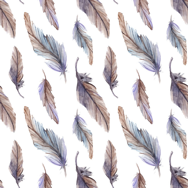 Watercolor feather ethnic boho seamless pattern background vector - ベクター画像