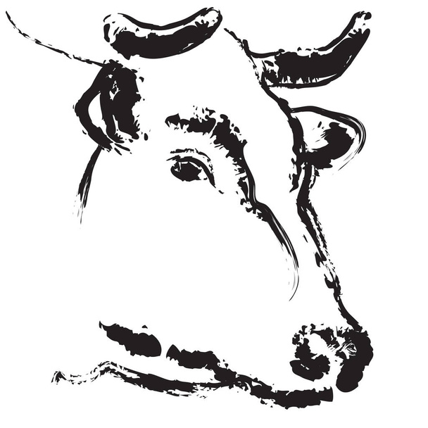 Cabeza lineal del logotipo de la vaca
 - Vector, Imagen