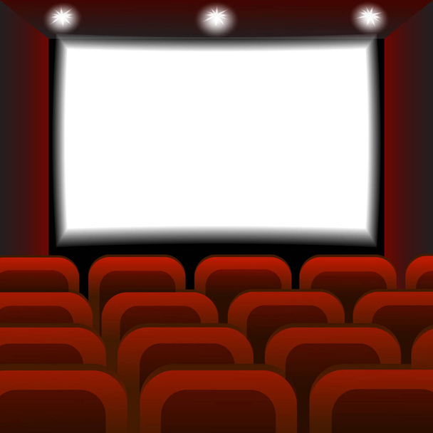 Intérieur d'une salle de cinéma. Auditorium de cinéma vide avec écran blanc. Illustration vectorielle
. - Vecteur, image