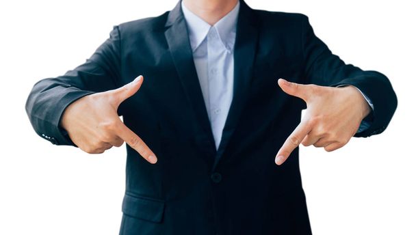business man show hand sign, digital online concept  - Photo, Image