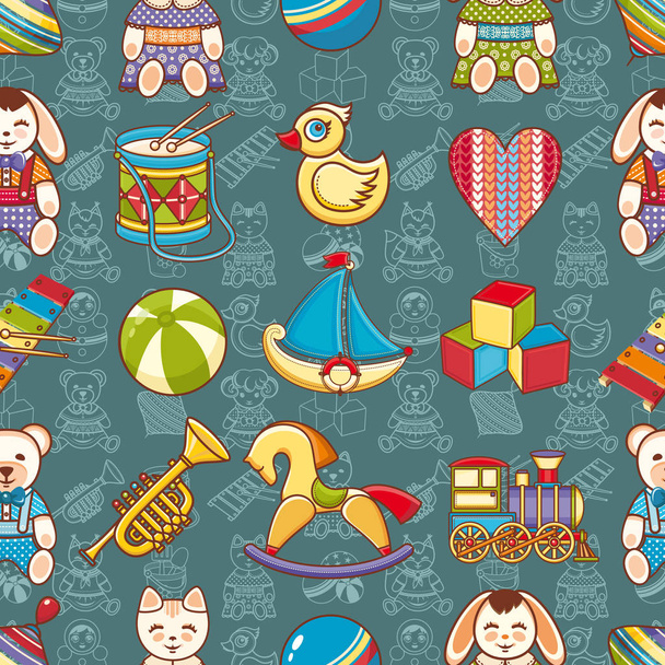 Kid toy seamless pattern. Design element for postcard, banner, flyer - Vector, Image