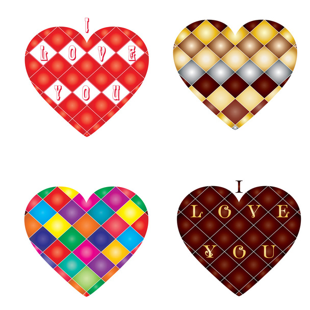 Conjunto de 4 corazones
 - Vector, Imagen