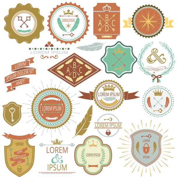 Collection of vector vintage labels and stamps - Vector, Image