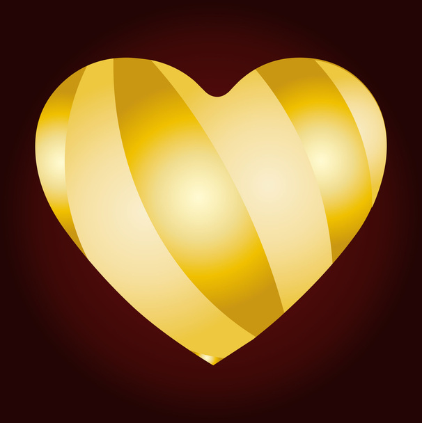 χρυσή λωρίδα στο την καρδιά - Διάνυσμα, εικόνα