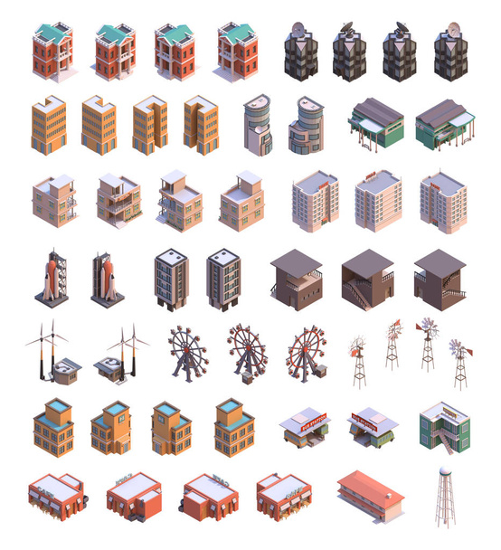 Isometric buildings icons - Photo, Image