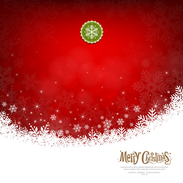 Abstracte Merry Christmas sneeuwvlokken op rode achtergrond - Vector, afbeelding