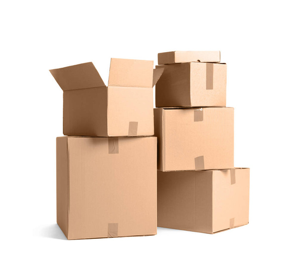 Cardboard boxes on white   - Фото, зображення