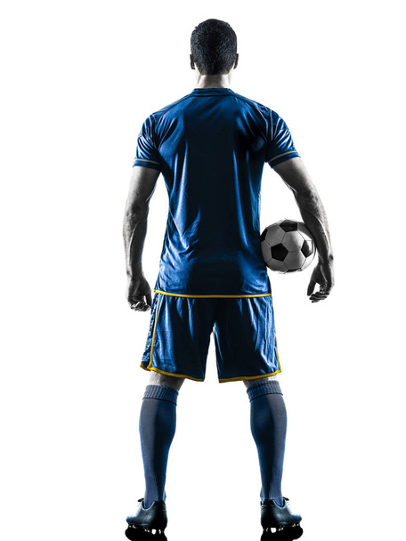 soccer player man standing back  silhouette isolated - Zdjęcie, obraz