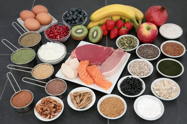 Wybór zdrowej żywności budowy ciała - Zdjęcie, obraz