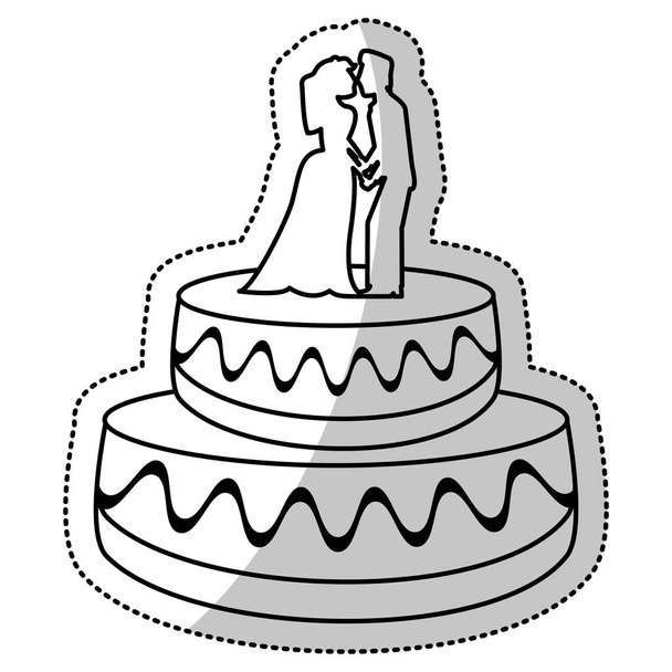 bolo de casamento casal sobremesa esboço
 - Vetor, Imagem