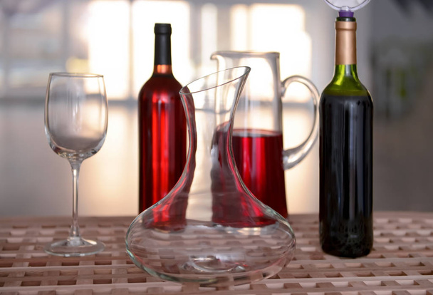 Decanter and glass on table  - Photo, image