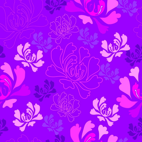 Floral seamless pattern. Vector background with flowers. Hand drawn artwork for textiles, fabrics, souvenirs, packaging and greeting cards. - Vetor, Imagem