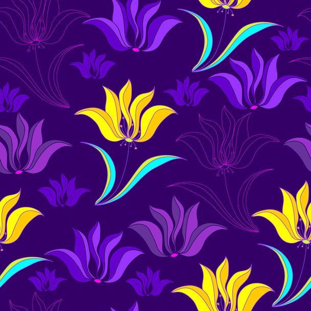 Floral seamless pattern. Vector background with flowers. Hand drawn artwork for textiles, fabrics, souvenirs, packaging and greeting cards. - ベクター画像