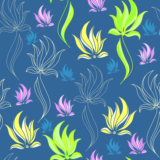 Floral seamless pattern. Vector background with flowers. Hand drawn artwork for textiles, fabrics, souvenirs, packaging and greeting cards. - Vettoriali, immagini