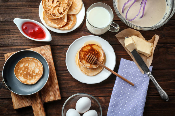 Ingredients for preparation of pancakes - Foto, Bild