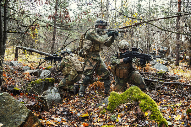Ormanın içinde Norveç askerler - Fotoğraf, Görsel