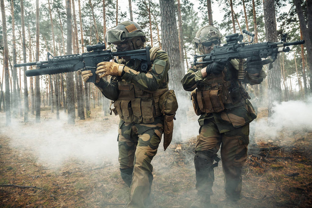 soldados norwegian na floresta
 - Foto, Imagem