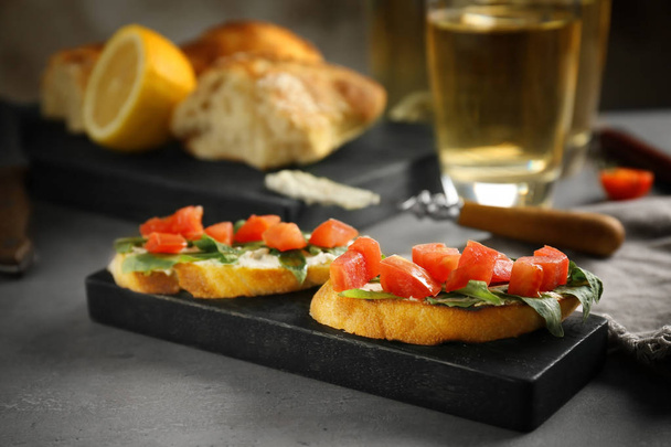 toasts with tomatoes and creamy cheese - Photo, Image