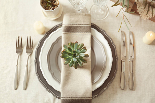 Table served with succulents - Foto, Imagen